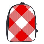 Red and white diagonal plaids School Bag (XL) Front