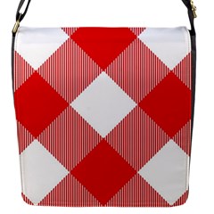 Red And White Diagonal Plaids Flap Closure Messenger Bag (s) by ConteMonfrey