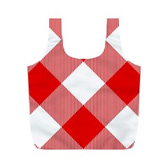 Red And White Diagonal Plaids Full Print Recycle Bag (m) by ConteMonfrey