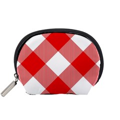 Red And White Diagonal Plaids Accessory Pouch (small) by ConteMonfrey