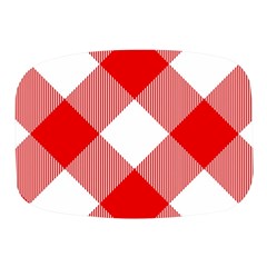 Red And White Diagonal Plaids Mini Square Pill Box by ConteMonfrey