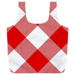 Red And White Diagonal Plaids Full Print Recycle Bag (xxxl) by ConteMonfrey