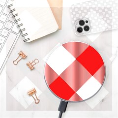 Red And White Diagonal Plaids Wireless Charger by ConteMonfrey