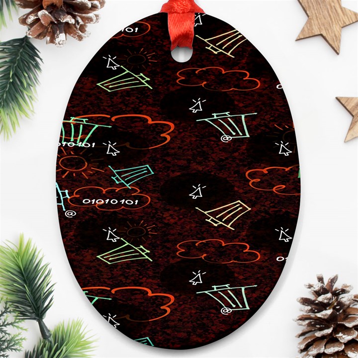 Geometric Pattern Recycle Bin Ornament (Oval)