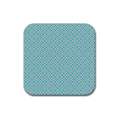 Diagonal Turquoise Plaids Rubber Coaster (square) by ConteMonfrey