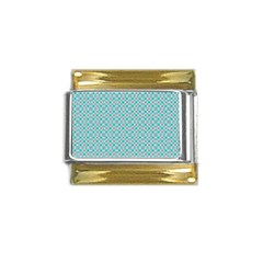 Diagonal Turquoise Plaids Gold Trim Italian Charm (9mm) by ConteMonfrey