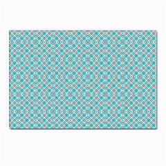 Diagonal Turquoise Plaids Postcard 4 x 6  (pkg Of 10) by ConteMonfrey