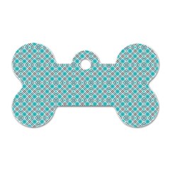 Diagonal Turquoise Plaids Dog Tag Bone (two Sides) by ConteMonfrey