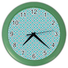 Diagonal Turquoise Plaids Color Wall Clock by ConteMonfrey