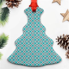 Diagonal Turquoise Plaids Christmas Tree Ornament (two Sides) by ConteMonfrey