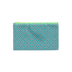 Diagonal Turquoise Plaids Cosmetic Bag (xs)