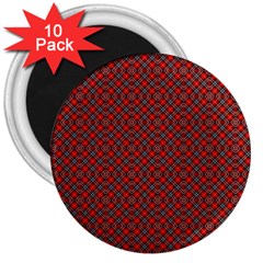 Red Diagonal Plaids 3  Magnets (10 Pack)  by ConteMonfrey