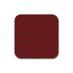 Red Diagonal Plaids Rubber Coaster (square) by ConteMonfrey