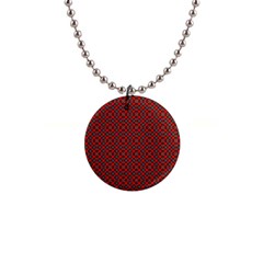 Red Diagonal Plaids 1  Button Necklace by ConteMonfrey