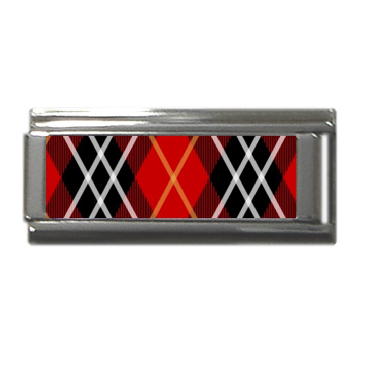 Black, red, white diagonal plaids Superlink Italian Charm (9mm)