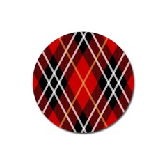 Black, Red, White Diagonal Plaids Magnet 3  (round) by ConteMonfrey