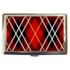 Black, Red, White Diagonal Plaids Cigarette Money Case by ConteMonfrey