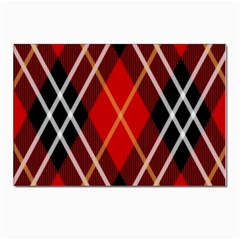 Black, Red, White Diagonal Plaids Postcard 4 x 6  (pkg Of 10) by ConteMonfrey