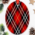 Black, red, white diagonal plaids Oval Ornament (Two Sides) Front