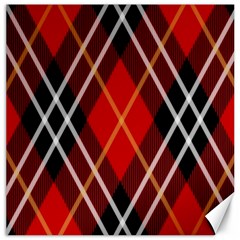 Black, Red, White Diagonal Plaids Canvas 16  X 16  by ConteMonfrey