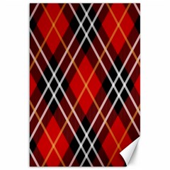 Black, Red, White Diagonal Plaids Canvas 20  X 30  by ConteMonfrey