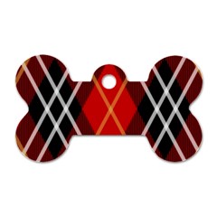 Black, Red, White Diagonal Plaids Dog Tag Bone (one Side) by ConteMonfrey