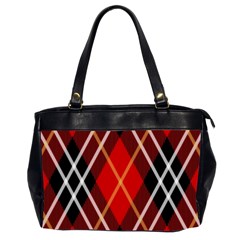 Black, Red, White Diagonal Plaids Oversize Office Handbag (2 Sides) by ConteMonfrey