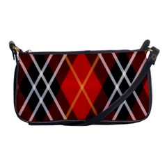 Black, Red, White Diagonal Plaids Shoulder Clutch Bag by ConteMonfrey