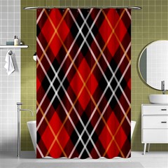 Black, Red, White Diagonal Plaids Shower Curtain 48  X 72  (small)  by ConteMonfrey