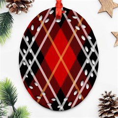 Black, Red, White Diagonal Plaids Ornament (oval Filigree) by ConteMonfrey