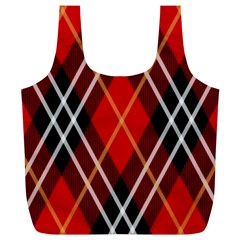 Black, Red, White Diagonal Plaids Full Print Recycle Bag (xl) by ConteMonfrey