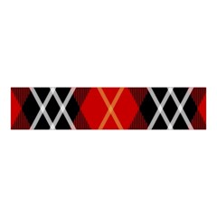 Black, Red, White Diagonal Plaids Velvet Scrunchie by ConteMonfrey