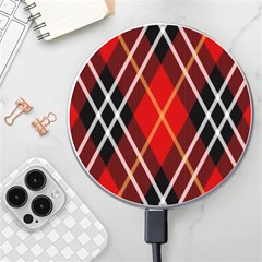 Black, Red, White Diagonal Plaids Wireless Charger by ConteMonfrey