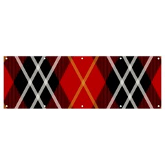 Black, Red, White Diagonal Plaids Banner And Sign 12  X 4  by ConteMonfrey