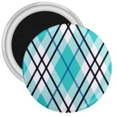 Ice blue diagonal plaids 3  Magnets