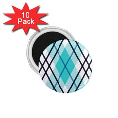 Ice blue diagonal plaids 1.75  Magnets (10 pack) 