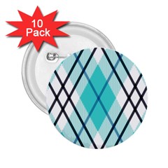 Ice blue diagonal plaids 2.25  Buttons (10 pack) 