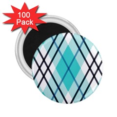 Ice blue diagonal plaids 2.25  Magnets (100 pack) 