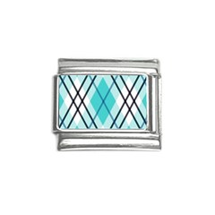 Ice Blue Diagonal Plaids Italian Charm (9mm) by ConteMonfrey