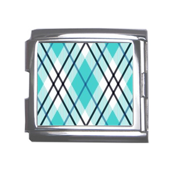 Ice blue diagonal plaids Mega Link Italian Charm (18mm)