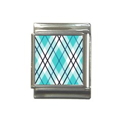 Ice Blue Diagonal Plaids Italian Charm (13mm) by ConteMonfrey