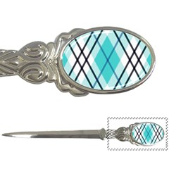 Ice blue diagonal plaids Letter Opener