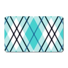 Ice blue diagonal plaids Magnet (Rectangular)