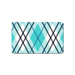 Ice blue diagonal plaids Magnet (Name Card)