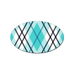 Ice Blue Diagonal Plaids Sticker Oval (100 Pack) by ConteMonfrey