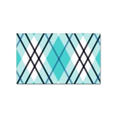 Ice blue diagonal plaids Sticker Rectangular (10 pack)