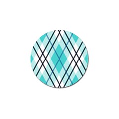 Ice blue diagonal plaids Golf Ball Marker