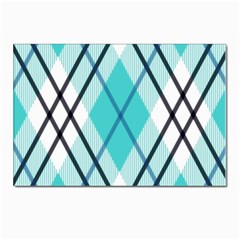 Ice Blue Diagonal Plaids Postcard 4 x 6  (pkg Of 10) by ConteMonfrey