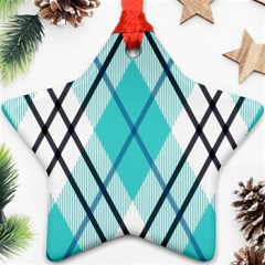 Ice blue diagonal plaids Star Ornament (Two Sides)