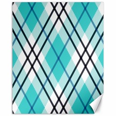 Ice blue diagonal plaids Canvas 16  x 20 